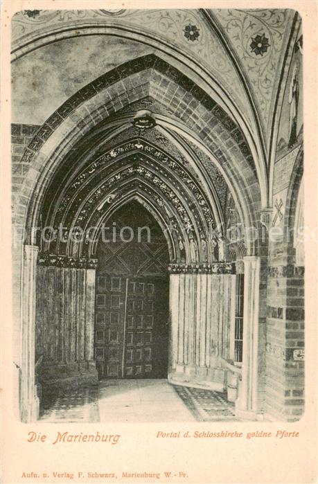 Marienburg  Westpreussen Malbork PL Die Marienburg Portal der Schlosskirche gold