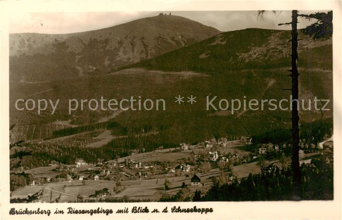 Brueckenberg Krummhuebel Riesengebirge PL Panorama mit Schneekoppenblick