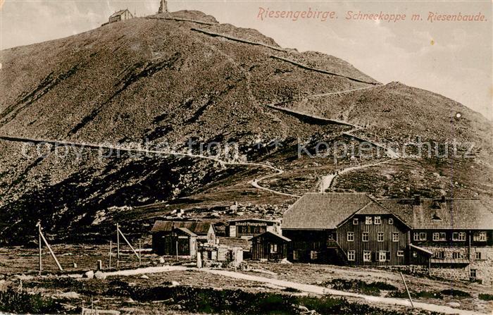 Riesengebirge Krkonose Karkonosze Schneekoppe mit Riesenbaude