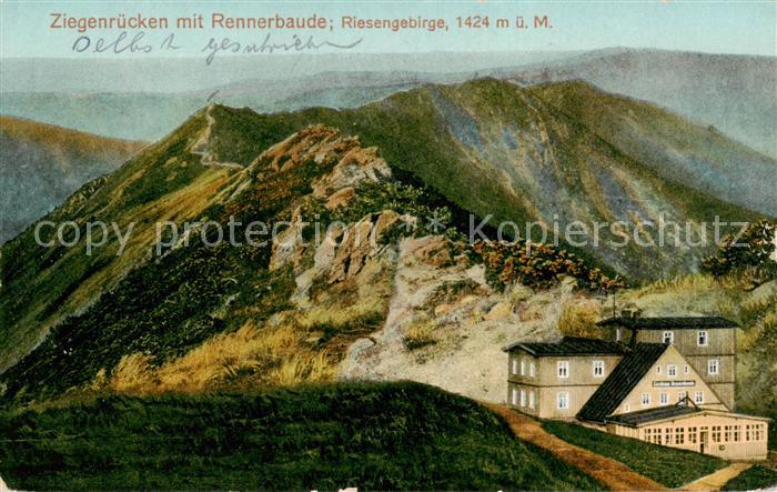 Riesengebirge Krkonose Karkonosze Ziegenruecken mit Rennerbaude