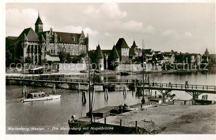 Marienburg  Westpreussen Malbork PL Die Marienburg mit Nogatbruecke