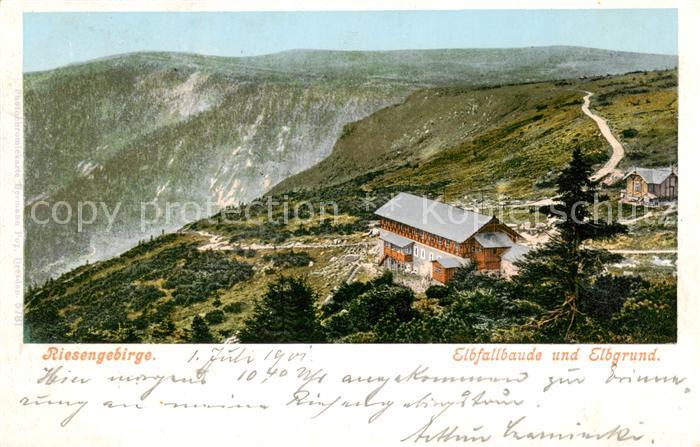 Riesengebirge Krkonose Karkonosze Elbfallbaude und Elbgrund