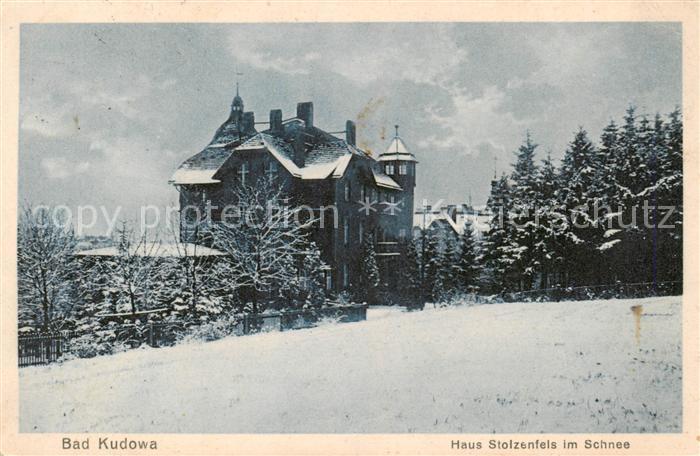 Bad Kudowa Kudowa-Zdroj Niederschlesien PL Haus Stolzenfels im Schnee
