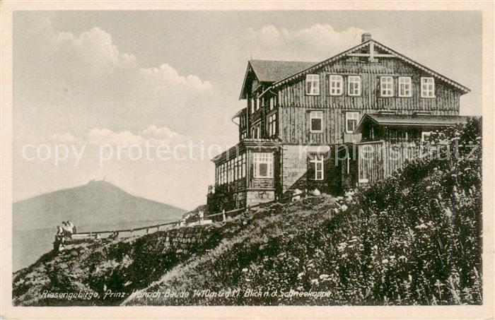 Riesengebirge Krkonose Karkonosze Prinz Heinrich Baude mit Schneekoppenblick