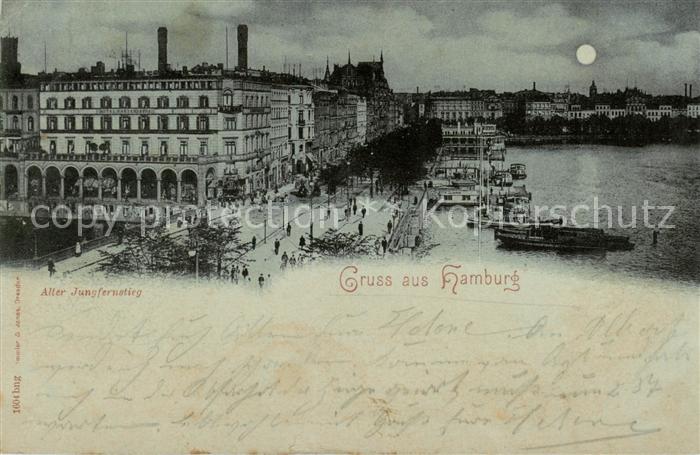 HAMBURG  CITY Alter Jungfernstieg im Mondschein Deutsche Reichspost