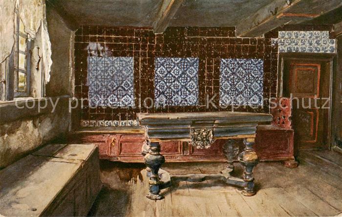 Neuengamme Hamburg Doenns im 1593 erbauten Hufnerhause Kuenstlerkarte