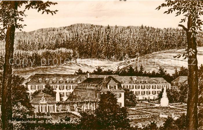 Bad Brambach Kurhotel Staerkstes Radium-Mineralbad der Welt Kuenstlerkarte