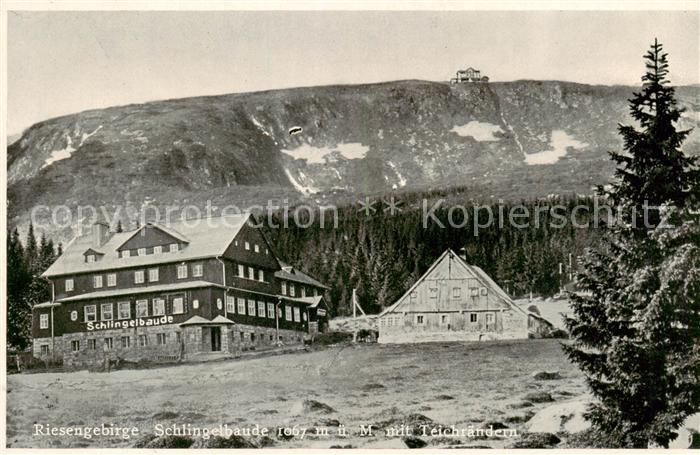 Riesengebirge Krkonose Karkonosze Schlingelbaude mit Teichraendern