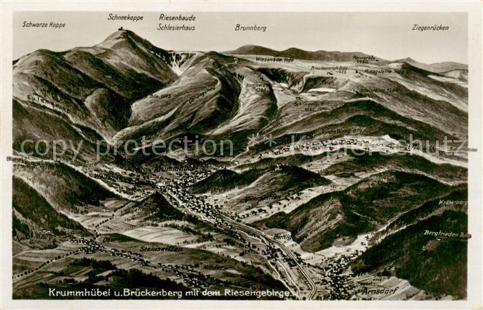 Krummhuebel Karpacz Riesengebirge PL Panorama mit Brueckenberg