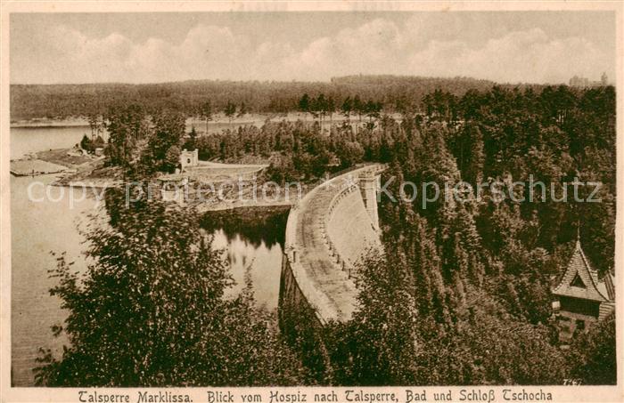 Marklissa Talsperre Blick vom Hospiz nach Bad und Schloss Tschocha