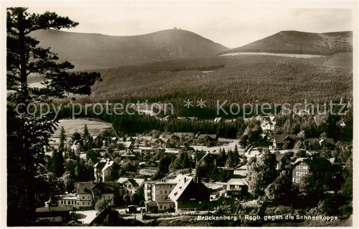 Brueckenberg Krummhuebel Riesengebirge PL Panorama mit schneekoppe