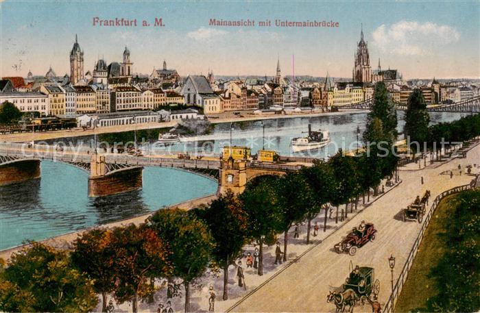 Frankfurt Main Mainansicht mit Untermainbruecke