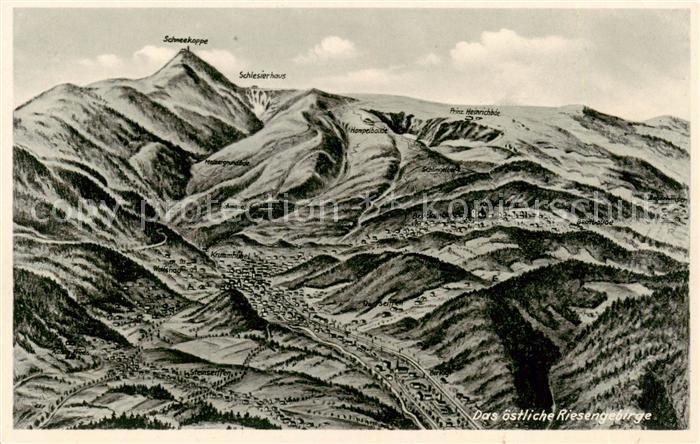 Riesengebirge Krkonose Karkonosze mit Schneekoppe und Schlesierhaus