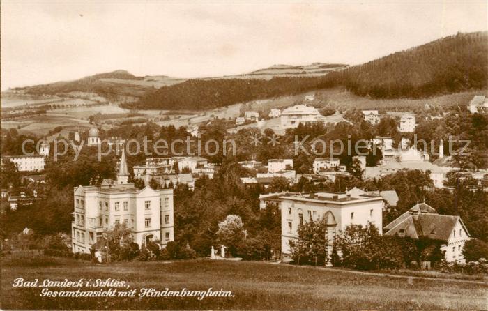 Bad Landeck Schlesien PL Panorama mit Hindenburgheim