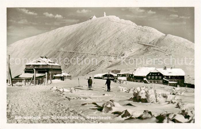 Schneekoppe Snezka CZ mit Schlesierhaus und Riesenbaude