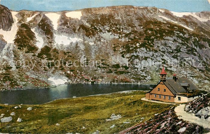 Krummhuebel Karpacz Riesengebirge PL Am Kleinen Teich im Riesengebirge Baude