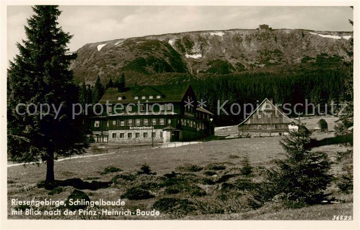 Krummhuebel Karpacz Riesengebirge PL Schlingelbaude mit Blick nach der Prinz-Hei