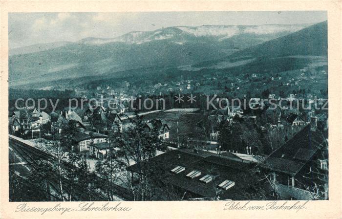 Schreiberhau Szklarska Poreba Riesengebirge PL Panorama Blick vom Bahnhof