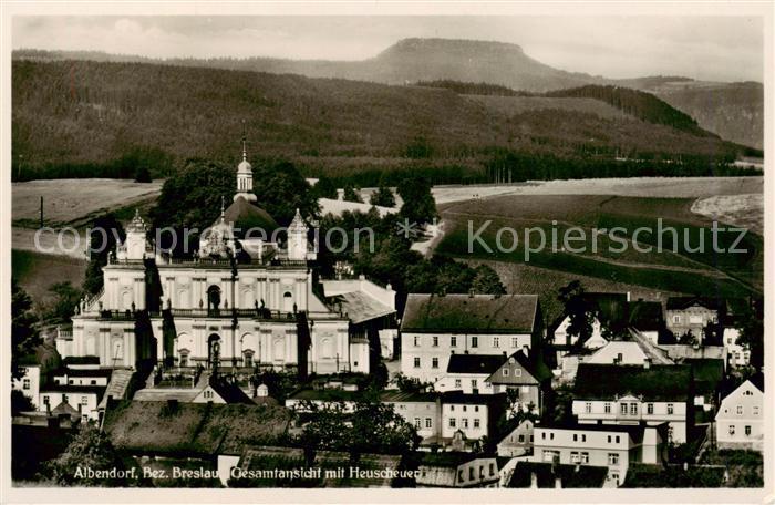 Albendorf Wambierzyce PL Gesamtansicht mit Wallfahrtskirche Blick gegen Heuscheu