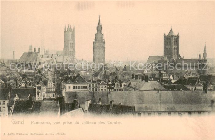 Gand Belgien Panorama vue prise du chateau des Comtes