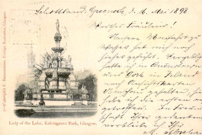 Glasgow  Scotland UK Lady of the Lake Kelvingrove Park