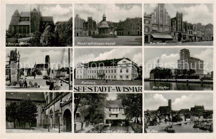 Wismar Mecklenburg St Georgenkirche Markt mit Wasserkunst Hafen Rathaus Hafenpar