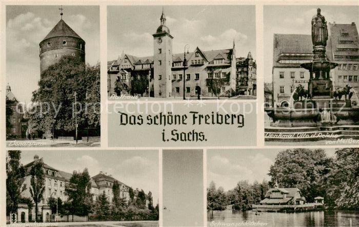 Freiberg Sachsen Donatsturm Rathaus Denkmal Otto des Reichen von Meissen Hausen