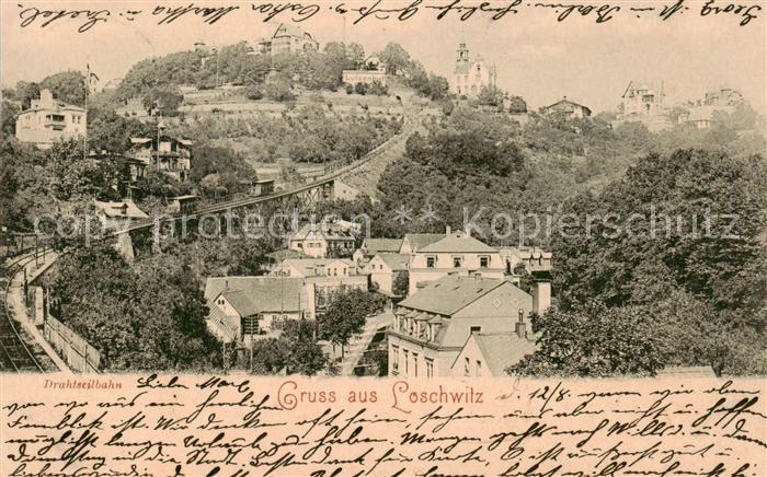 Loschwitz Dresden Elbe Panorama mit Drahtseilbahn