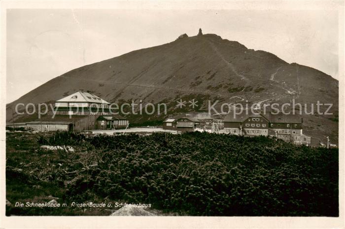 Schneekoppe Snezka CZ Riesenbaude und Schlesierhaus