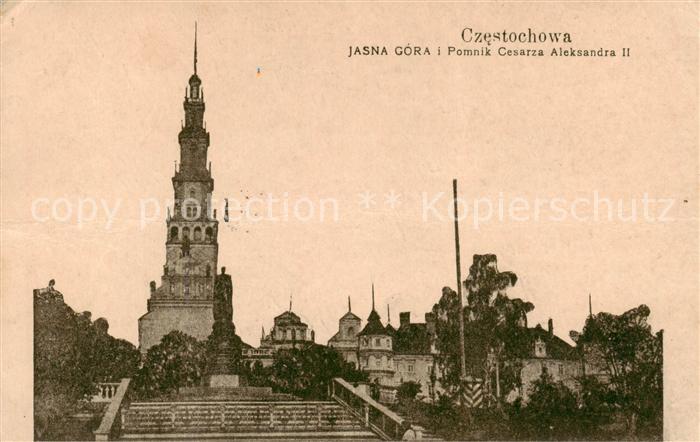 Czestochowa Schlesien Jasna Gora i Pomnik Cesarza Aleksandra II Feldpost