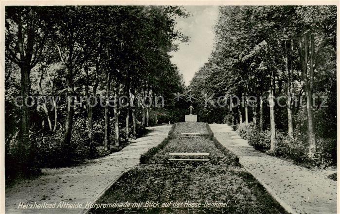 Bad Altheide Polanica-Zdrój Kurpromenade mit Blick auf das Haase Denkmal