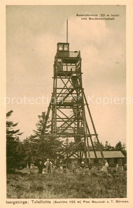 Tafelfichte Isergebirge CZ Aussichtsturm und Baudenwirtschaft