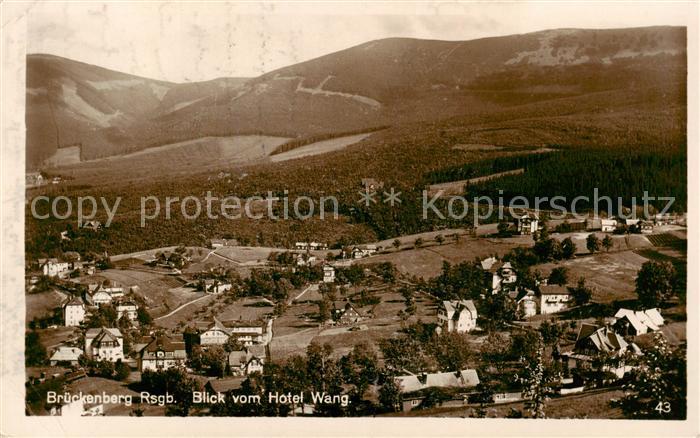 Brueckenberg Krummhuebel Riesengebirge PL Blick vom Hotel Wang