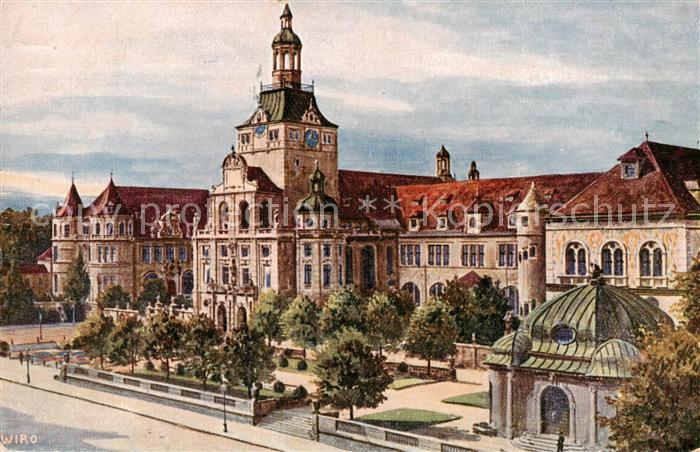 Verlag WIRO Kuenstlerkarte Nr. 2163F Muenchen Nationalmuseum