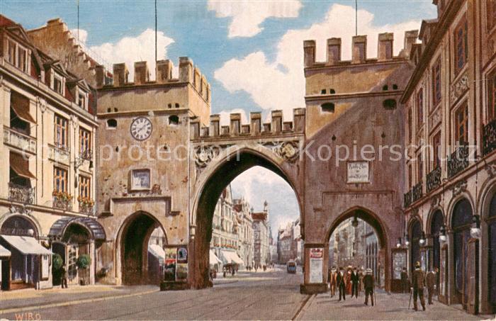 Verlag WIRO Kuenstlerkarte Nr. 2163 Muenchen Karlstor