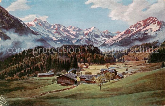 Verlag WIRO Kuenstlerkarte Nr. 2385A Oberstdorf Schwand