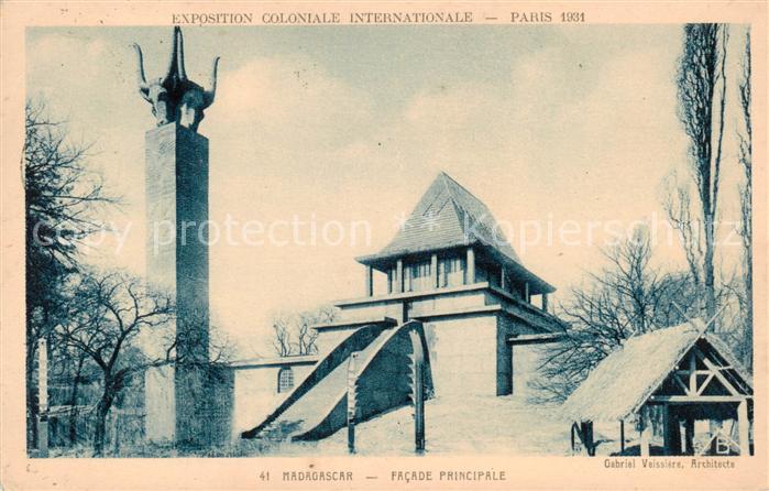 Exposition Coloniale Internationale Paris 1931 Madagascar facade pricipale
