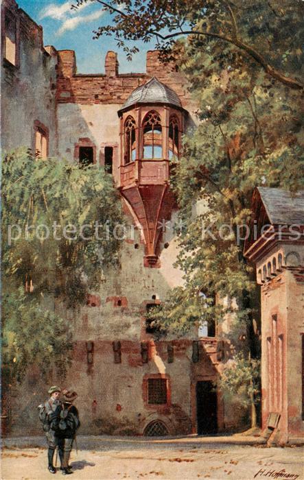 Hoffmann Ad. 449 Schloss Heidelberg Der Ecker am Bibliotheksbau