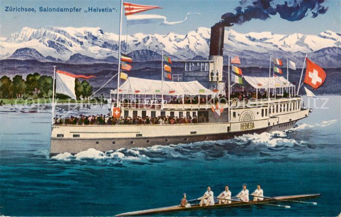 Helvetia Schweiz Zuerichsee Salondampfer