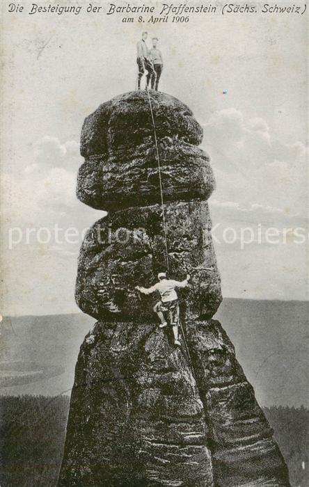 Klettern Bergsteigen Climbing Grimper Barbarine Pfaffenstein Saechs.Schweiz
