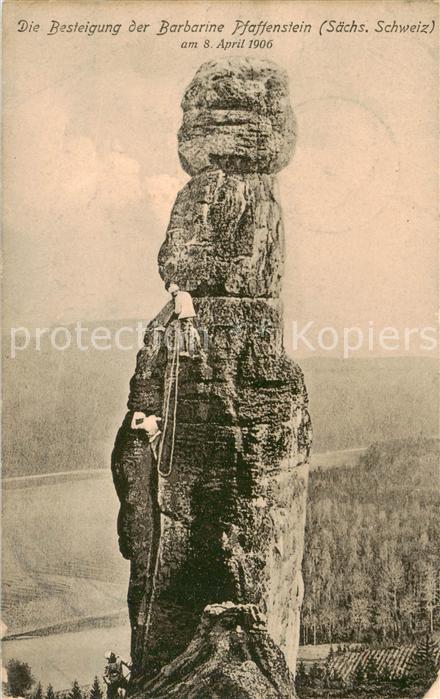 Klettern Bergsteigen Climbing Grimper Barbarine Pfaffenstein Sächs. Schweiz