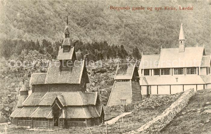 Laerdal Sogndal Norge Borgunds gamle og nye Kirke