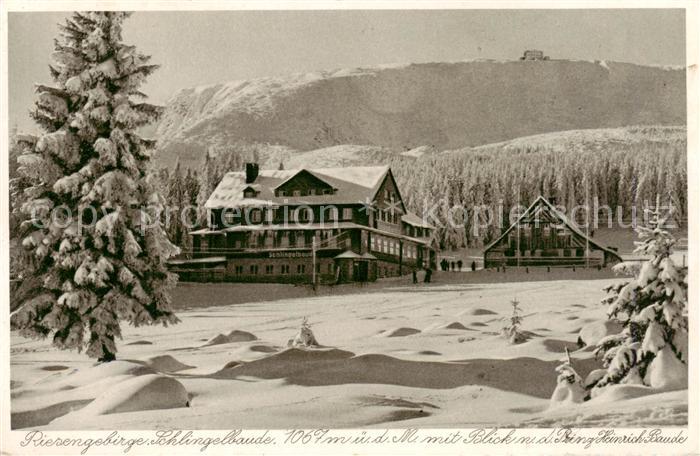 Krummhuebel Karpacz Riesengebirge PL Schlingelbaude mit Blick auf Prinz Heinrich