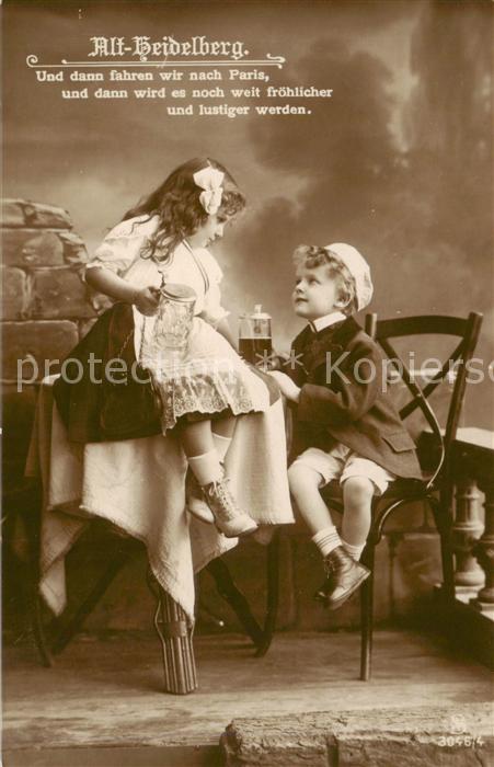 Alt Heidelberg Neckar Motiv mit Kindern