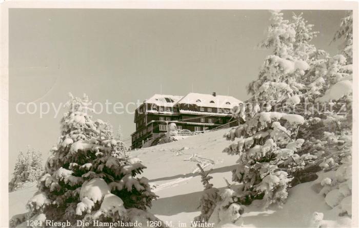 Riesengebirge Krkonose Karkonosze Die Hampelbaude im Winter