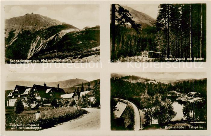 Schneekoppe Snezka CZ Melzergrund mit Baude Teichmannbaude Krummhuebel Talsperre