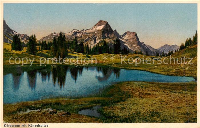 Koerbersee Schroecken Vorarlberg AT Panorama mit Kuenzelspitze