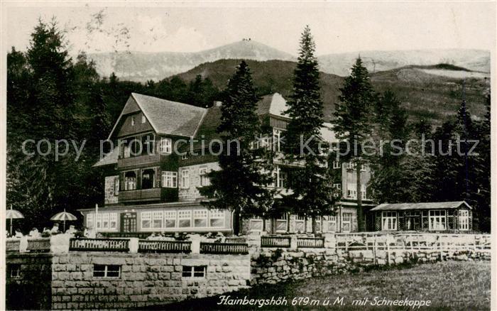 Hainbergshoehe 679m Riesengebirge PL mit Schneekoppe