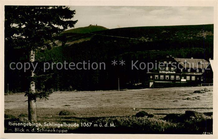 Riesengebirge Krkonose Karkonosze Schlingelbaude mit Schneekoppe