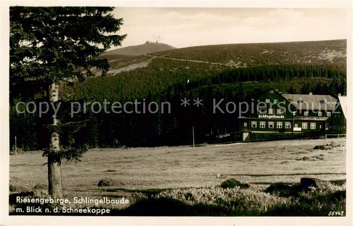 Riesengebirge Krkonose Karkonosze Schlingelbaude mit Schneekoppenblick